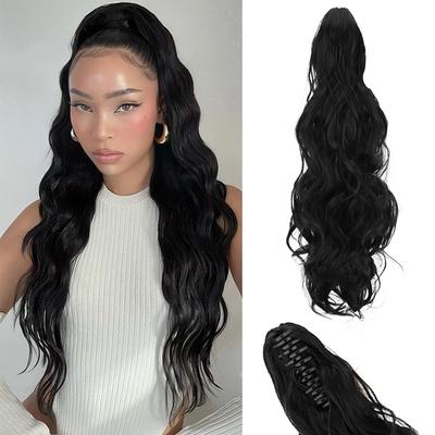 Synthetic Claw Drawstring Ponytail Ponytail Wig Extensions  Long Wavy Ponytail High Temperature Fiber For Women Cosplay Party Wear