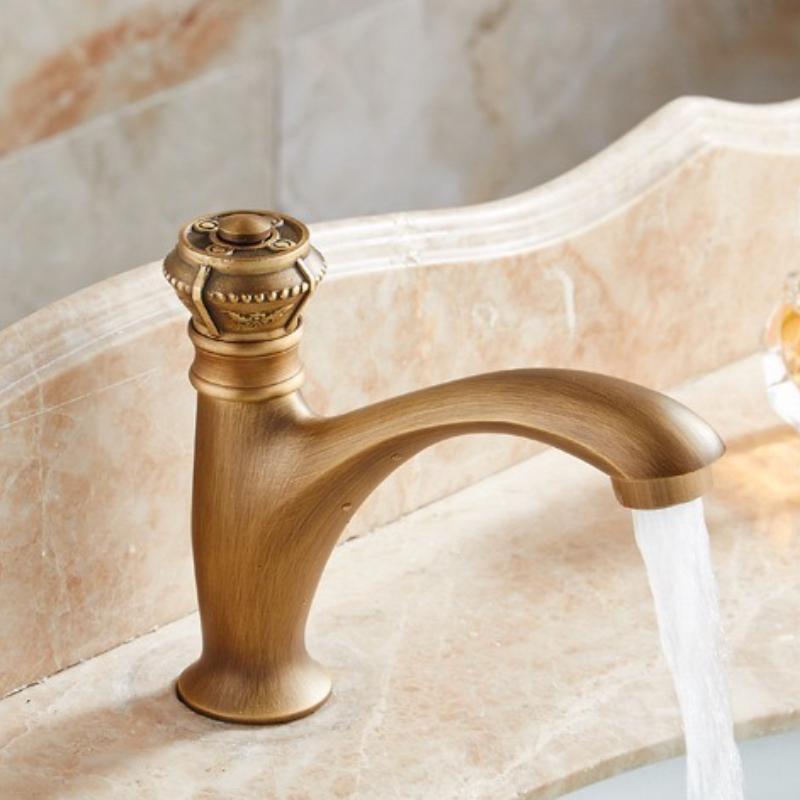 Смеситель для ванной из цельной латуни, однорычажный смеситель для раковины на 1 отверстие, бронзовый смеситель для холодной воды, матовая отделка, классический кран