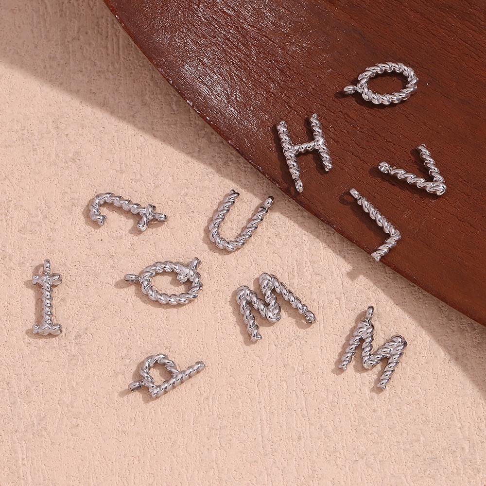 MamacitaSlay 316L Stainless Steel Mini Twisted 26 Initial Letters Charms DIY Necklace Bracelet Earrings Silver Color Accessories