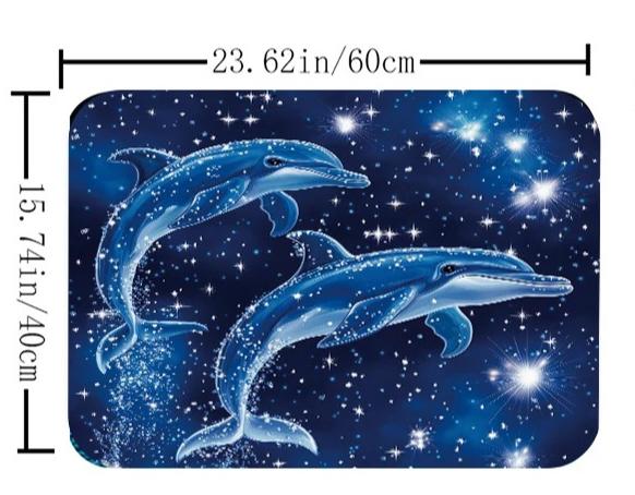 

Набор из четырех предметов для ванной «Дельфин» - Авангардная водонепроницаемая шторка для душа, создающая полный комплект для ванной A