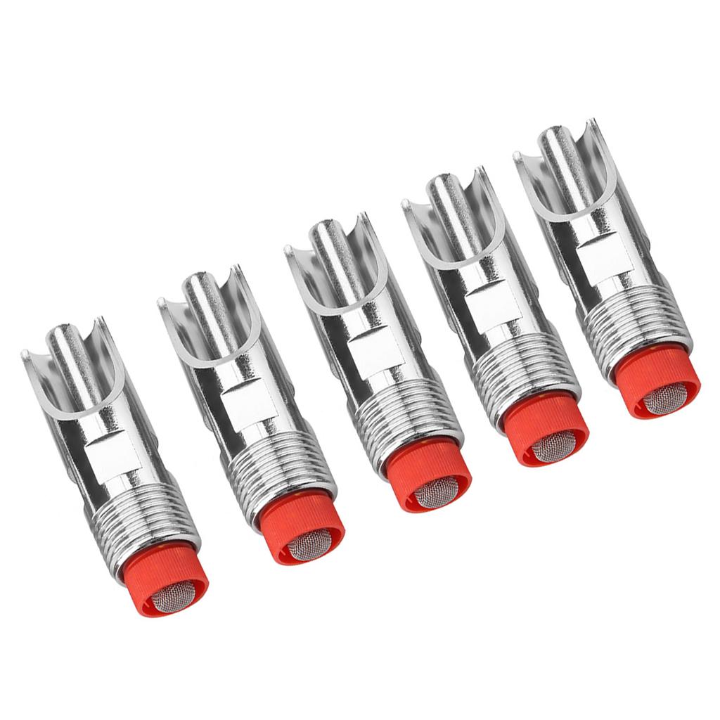 5pcs Stainless Steel Automatic Pig Nipple Drinker Waterer Red Cap Duckbilled