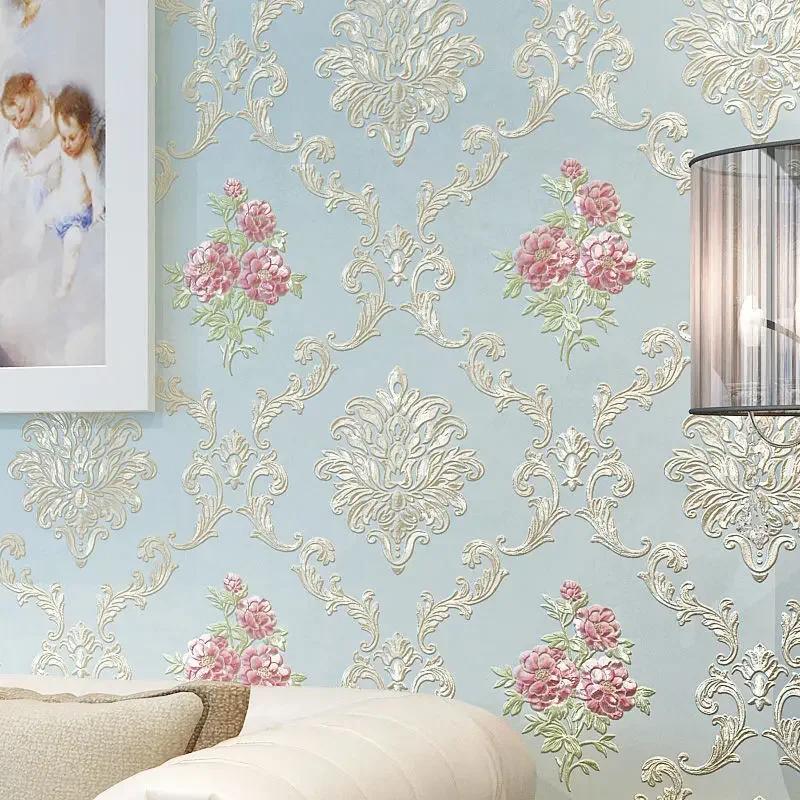 Flower Pattern Self-adhesive Wallpaper Thickening 3D Emboss Wall Stickers Restaurant Kitchen Bathroom Background Home Decoration