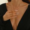 Retro Long Tassel Adjustable Necklace for Women Stainless Steel Thin Link Choker Necklace Temperament Sweater Chain Jewelry