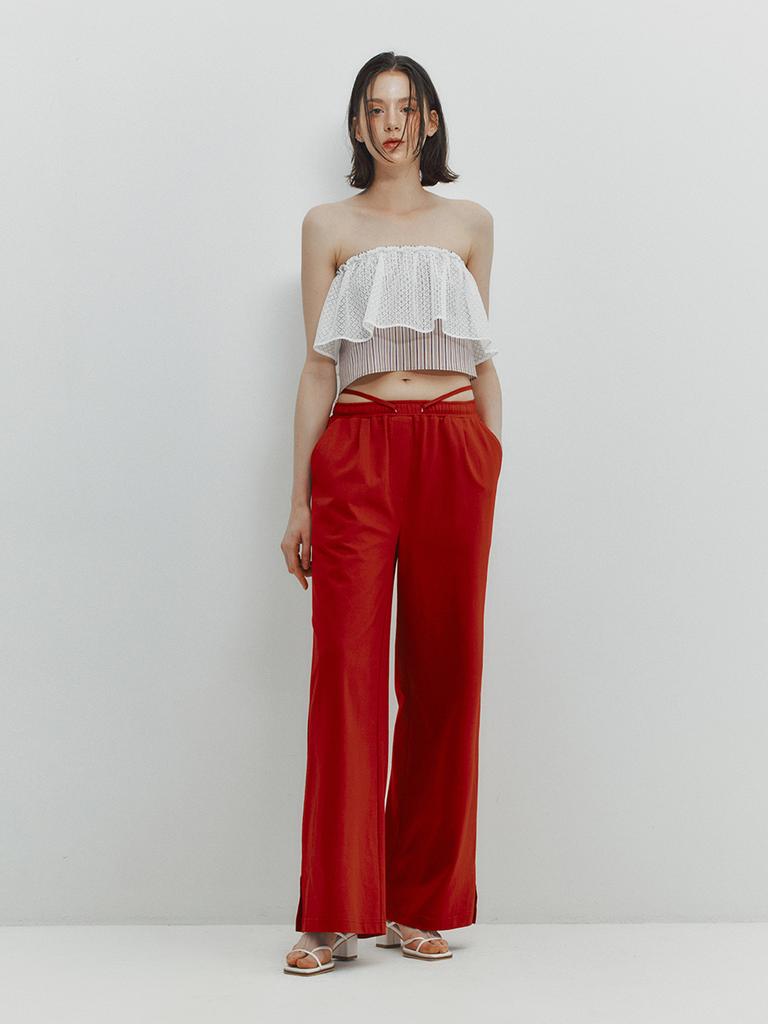 MEENDERI Slit String Jogger Pants – Red