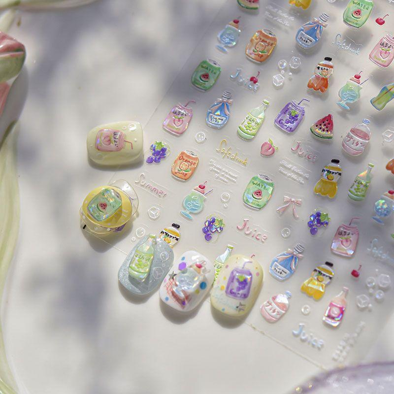 

Summer Cold Drinks Nail Stickers Relief 3D New Arrival 5D Three-Dimensional Internet Celebrity Ins Soda Dessert Nail Stickers Decoration Summer Soda 5112((Shell light))