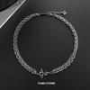 Unisex Double-Layer Titanium Steel Hip Hop Dark Cross Necklace Spliced Sweater Chain Choker  for Men And Women