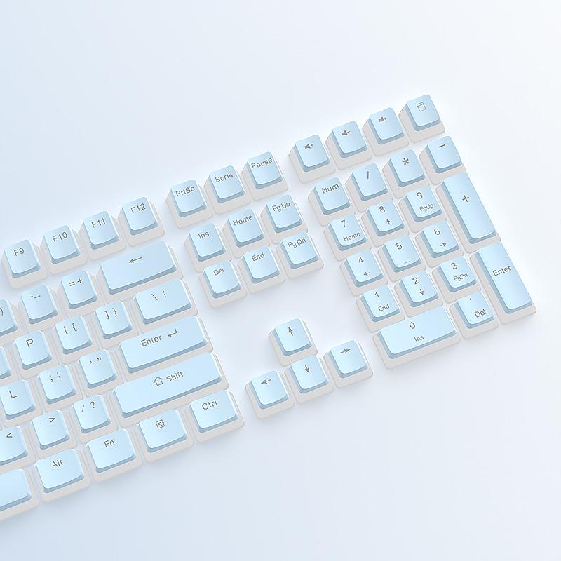 Double Skin Milk Pudding Mechanical Keyboard Keycaps, Luminous OEM Height, 130-Key Full Set