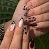 24 Stück Rosa Press-on-Nägel Kunst Leopardenmuster Französisch Lang Mandel Form Falsche Nagelspitzen Fertig Tragbar Schleife Kirsche Design Falschnagel Set