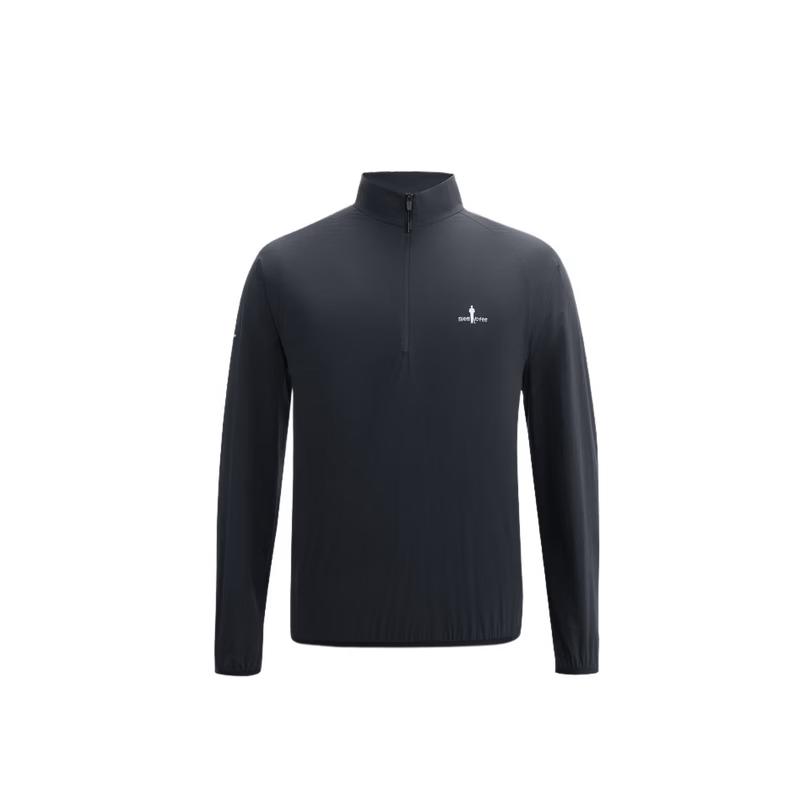 Men s Lightweight Half-Zip Stand-Collar Long-Sleeve T-shirt L
