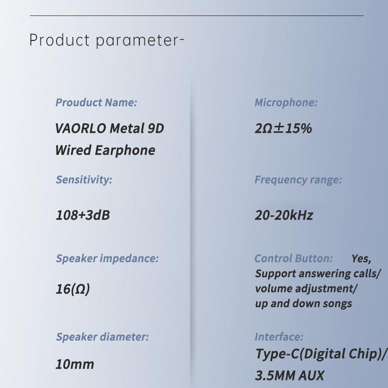 9D HIFI Kovová drátová sluchátka s těžkými basy Digitální Typ-C/3,5mm AUX S mikrofonem Špuntová sluchátka Sportovní Hudební náhlavní souprava Pro iPhone 15/16 Samsung Android