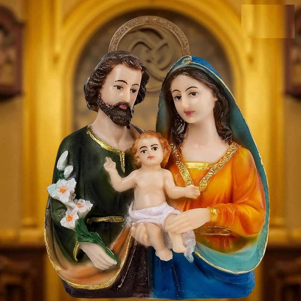 Statue Sainte Famille Pièce d'exposition Chrétienne Figurine Cadeaux pour Décoration de Maison Idole de Dieu Pendaison de Crémaillère Anniversaire de Mariage, Multicolore