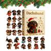 2D Flat Acrylic Collectible Cute Christmas Dog Pendant Countdown Calendar Dachshund Figurines Dachshund Christmas Advent