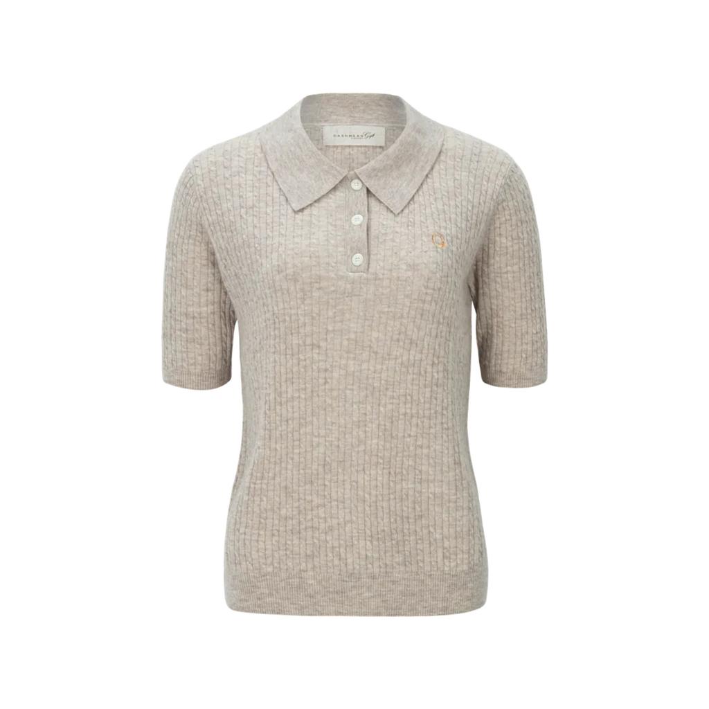 CASHMEANGIFT Wool Pique Collar Knit Top