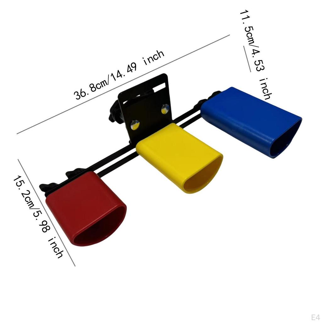 3 Colors Cowbell High and Low Tone Clapper Set Stand Practical Drum Mountable