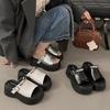 Small Thick-bottomed Cool Slippers for Women's Outer Wear 2025 Summer New High-end Metal Buckle Light Bottom High-heeled Sandals for Women