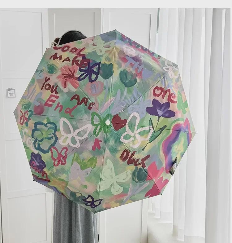 Haru Compact High-Quality UV Protection Sun Umbrella - Portable, Manual, and Dual-Purpose for Sun and Rain