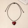 Vintage Gothic Red Color Heart Pendant Necklace Ladies Y2k Personalized Punk Style Holiday Party Accessories  Gifts