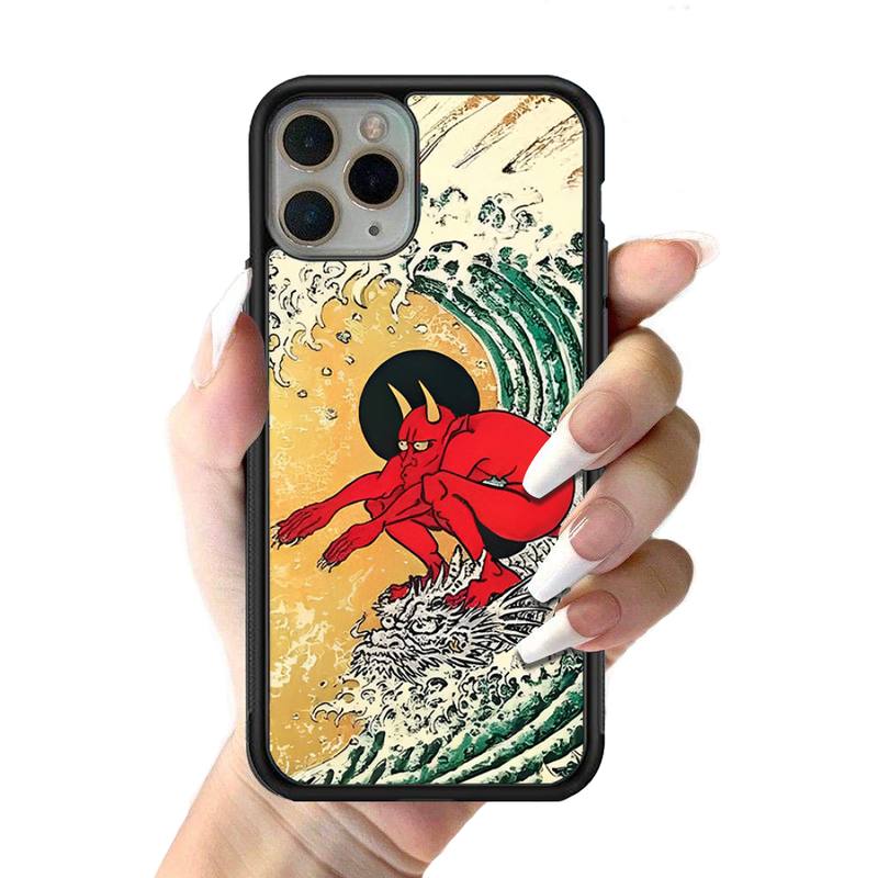 Japanese Wave Anime Dragon Phone Case Silicone PC+TPU Case for iPhone 11 12 13 Pro Max 8 7 6 Plus X SE XR Hard Fundas