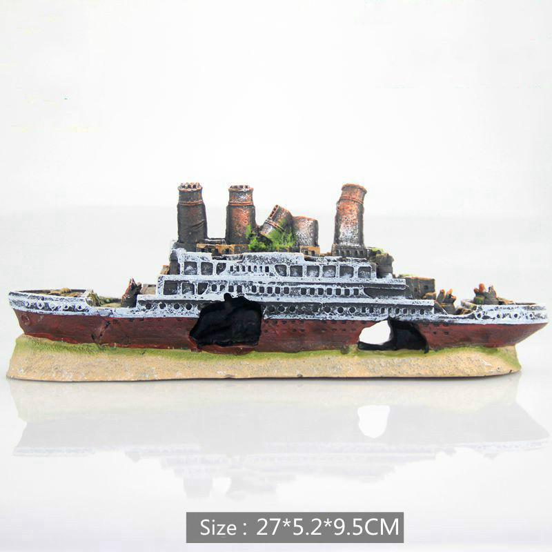 Fish Tank Landscaping Pirate Ship Titanic Submarine Aircraft Carrier Military Shipwreck Wreck
