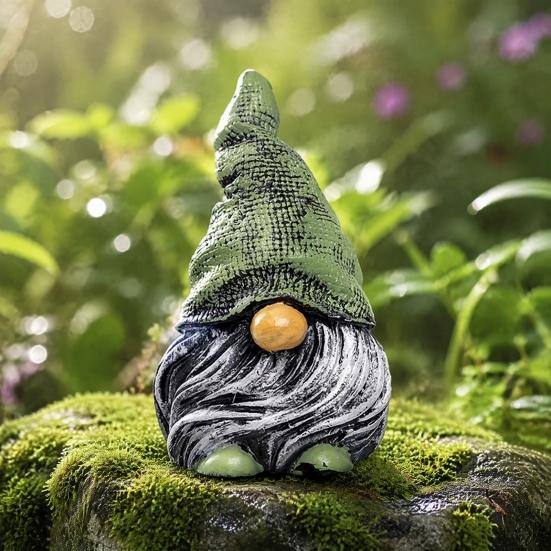Ornamenti per Giardino Festivi Cappello Colorato Gnomo Statua in Resina, Statuetta Nano Senza Volto con Cappello Rugoso, Decorazione per la Casa Curativa Ornamento Impermeabile,