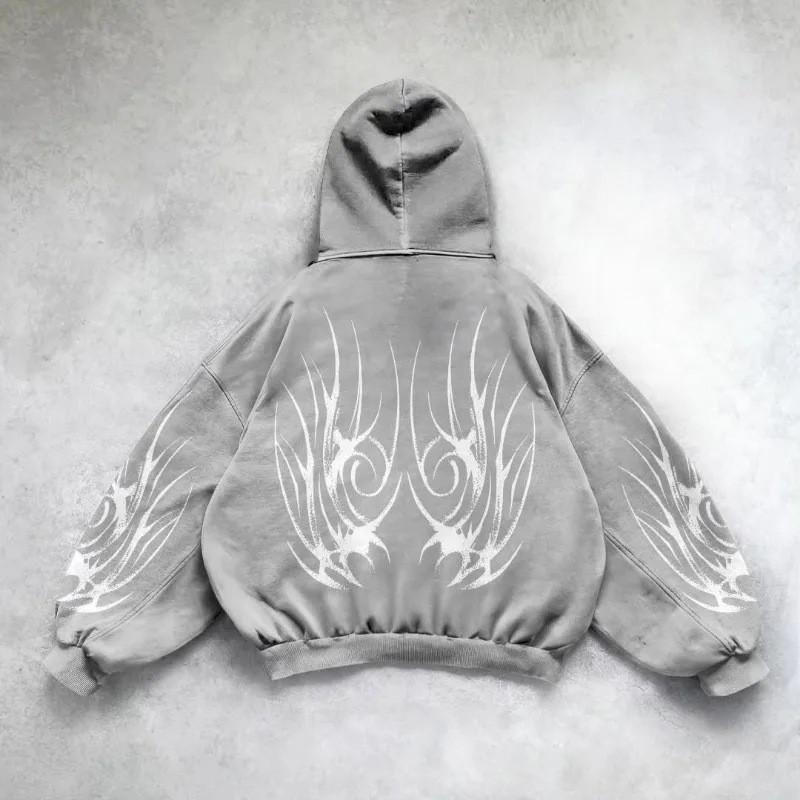 Oversized Hooded Sweatshirt With 3D Graphic Print Streetwear Y2K Gothic Hip Hop Unisex Pullover