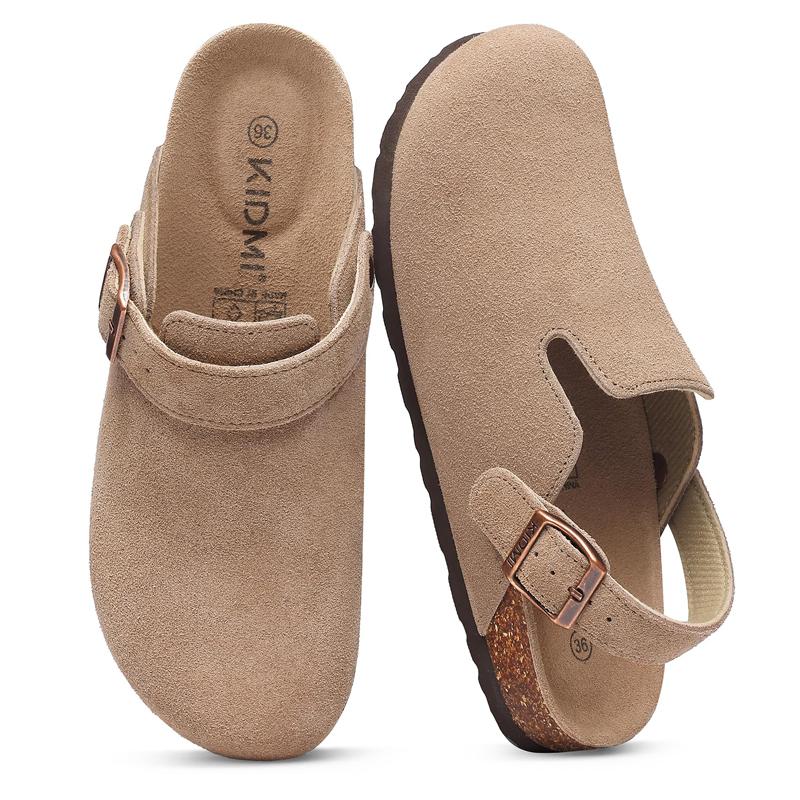 

Модные Shevalues Новые замшевые женские клоги Лаконичные на плоской подошве Летние шлепанцы Повседневные женские сандалии Женские мюли с регулируемой пряжкой 36 абрикосовый