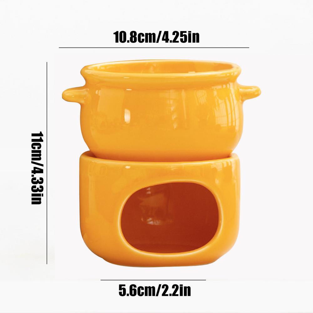 Chocolate Fondue Cup Non-Stick Ceramic Warmer Pot Melting Chocolate Cup With Forks For Cheese Marshmallow Dipping Dessert