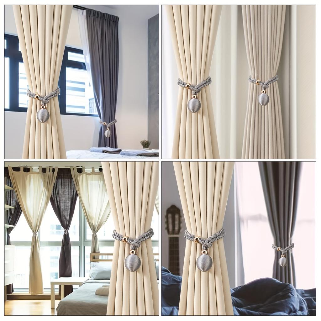 2PCS Adjustable High Quality French Ball Curtain Tiebacks Convenient Draped Tiebacks Decorative Curtain Fixer Curtain Tiebacks