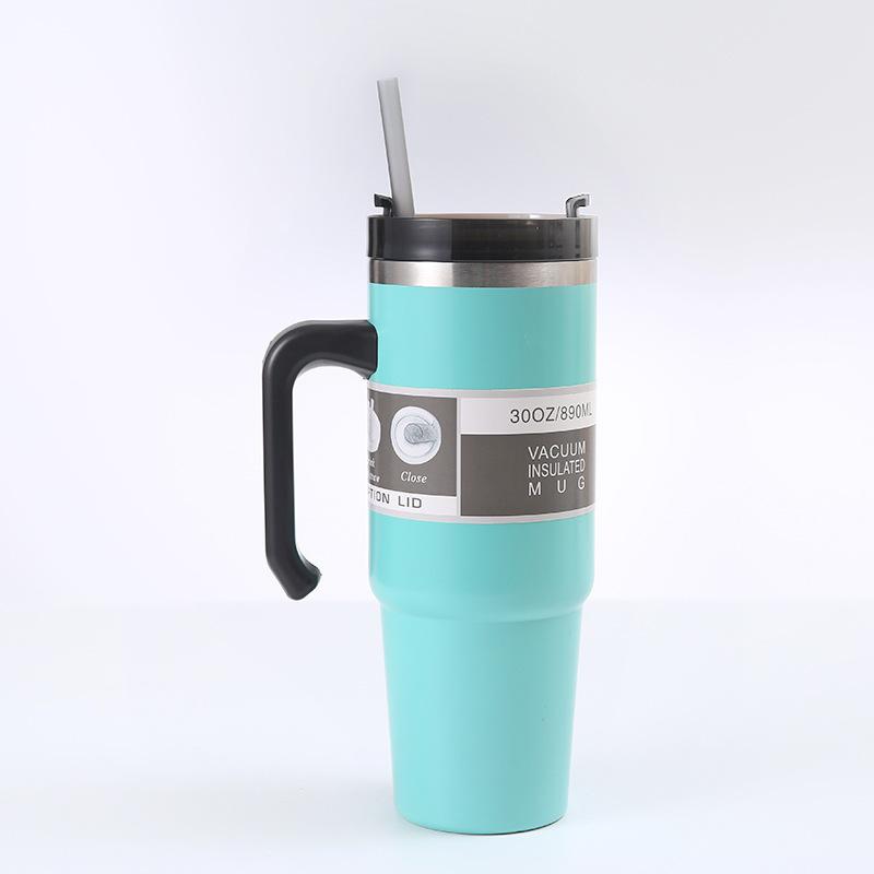 Straw Thermos Cup Male and Female Students Large Capacity Stainless Steel Water Cup Car Portable Coffee Ice Bully Cup