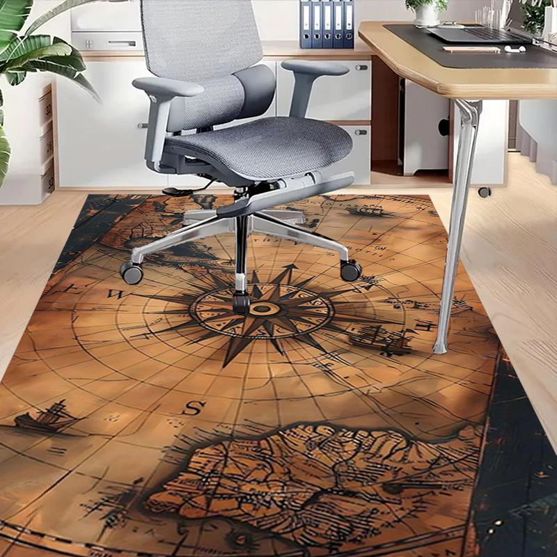 1PC Map Compass Non-Slip Floor Carpet Compatible for Office&Living Room&Bedroom&Dining Room - Flat- Soft & Pattern, Vibrant Colors-W278