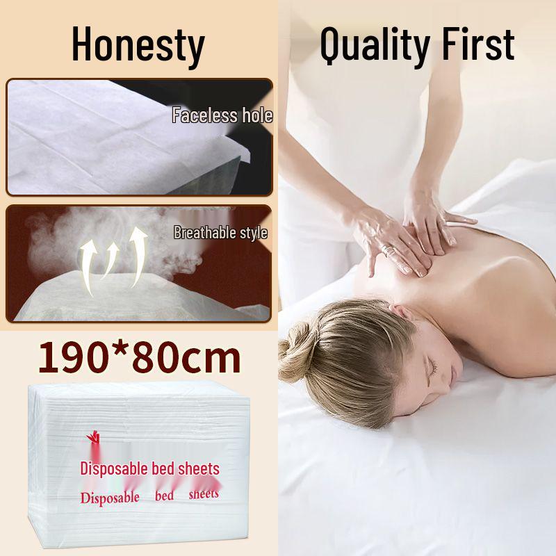 Waterproof & Oil-Proof Disposable Massage Bed Sheets, 200-Pack, Breathable, Thickened, with Face Hole for Beauty Salons
