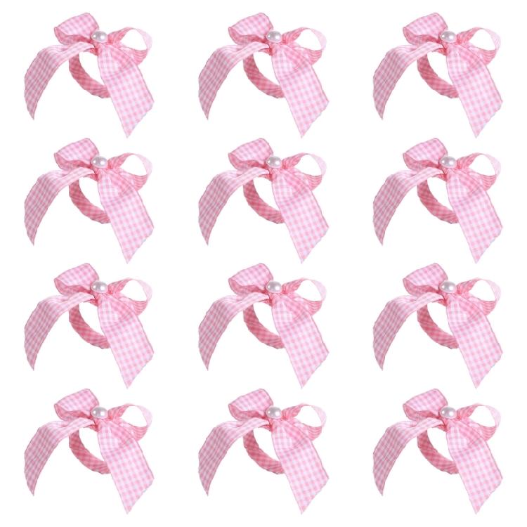 

12Pcs Pearls Trimmed Striped Napkin Holder Rings Sophisticated Table Decoration For Weddings And Family Meals