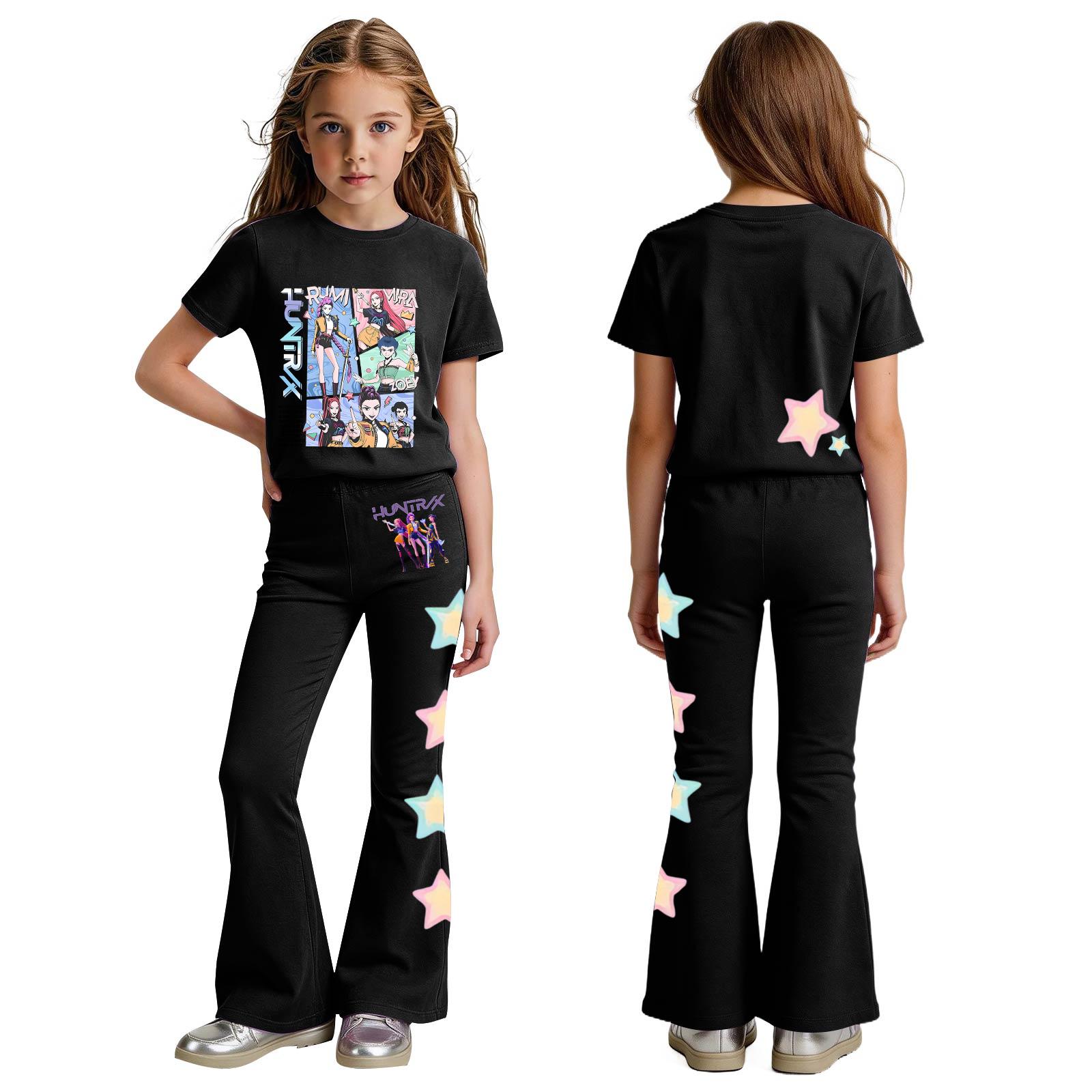 

Комплект одежды для новорожденных девочек и мальчиков, свободная футболка с принтом и штаны 100 чёрный