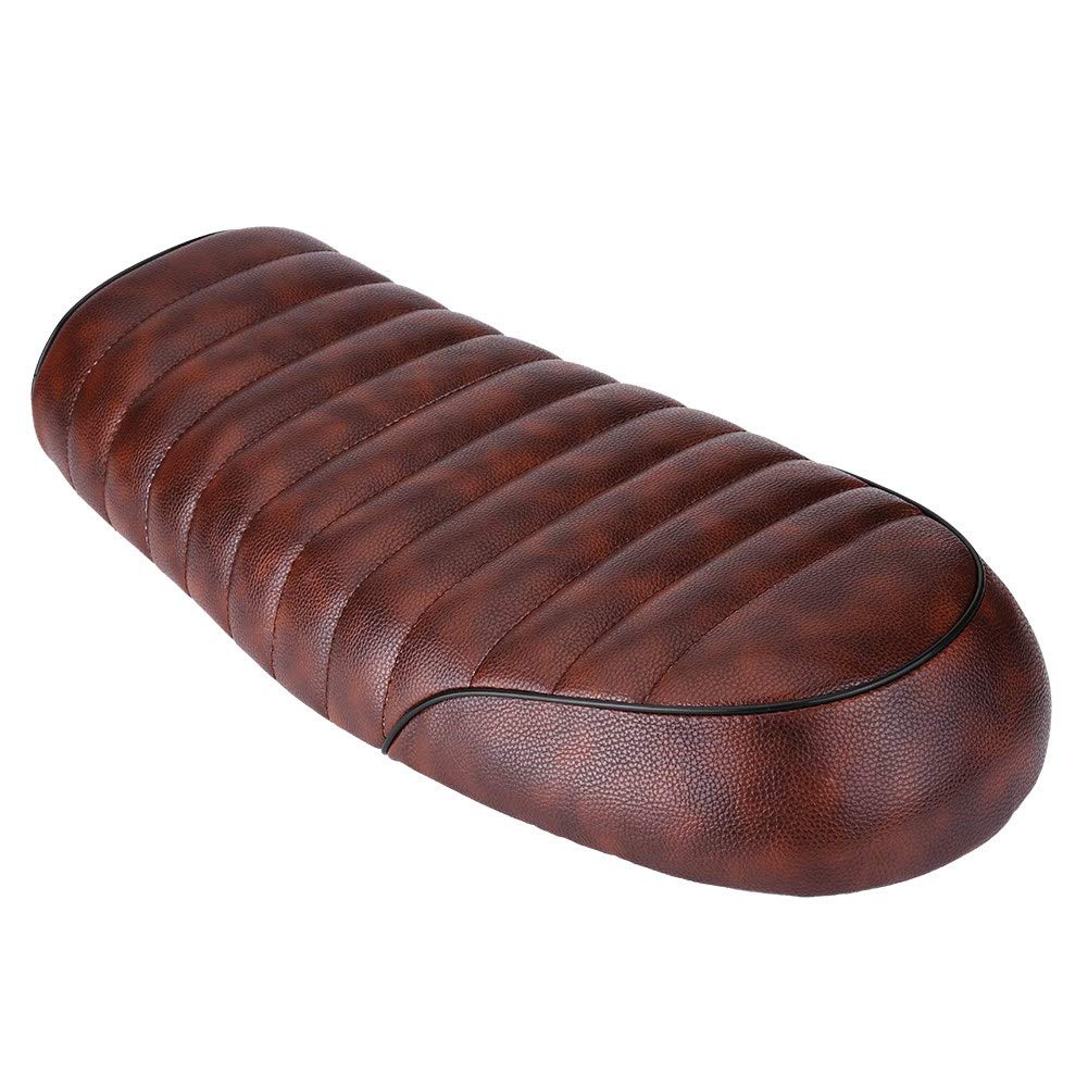 Qiilu Motorcycle Custom Seat Single Seat PU Leather Waterproof with Mounting Hardware for Honda (C)
