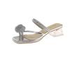 Coarse heel rhinestone cool slippers women's shoes wear 2025 new summer temperament cool slippers
