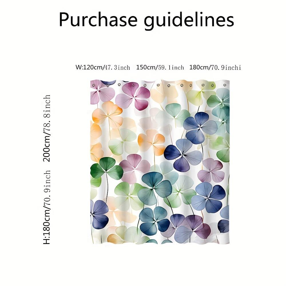 VIKAMA  Colourful Watercolour Clover Shower Curtain, Waterproof, Mould-Resistant, Blackout Bathroom Curtain, Bathroom Decor 90X180C(3X5.9FT)