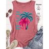 Colorful Palm Tree Print Loose Women Beach Sleeveless Tank Top