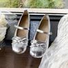 Bow Light Mouth Single Shoes Summer New One-word Belt Mary Jane Shoes with Skirt Women's Shoes
