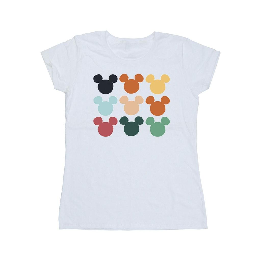 Disney Quadratisches Baumwoll-T-Shirt mit Mickey-Mouse-Köpfen für Damen