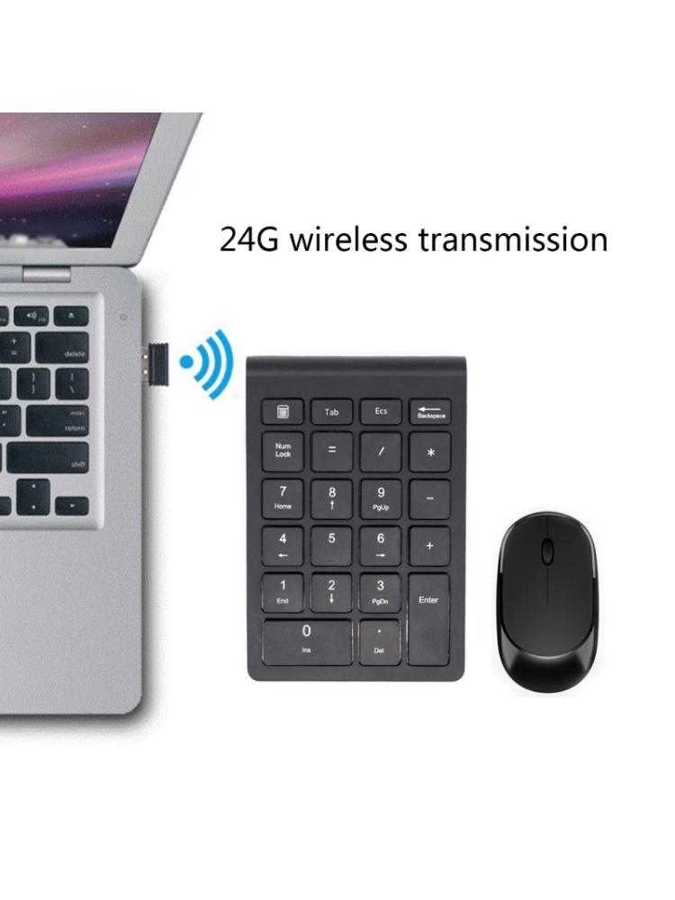 22-Key Numeric Keyboard Keypad 2.4G Wireless Number Pad and Mouse Kit Protable For Laptop Phone Tablets with USB Adapter