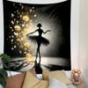 Ballet Dancer with Golden Petals Patterned Tapestry Decorative Wall Hanging, Home Bedroom Living Room Decor