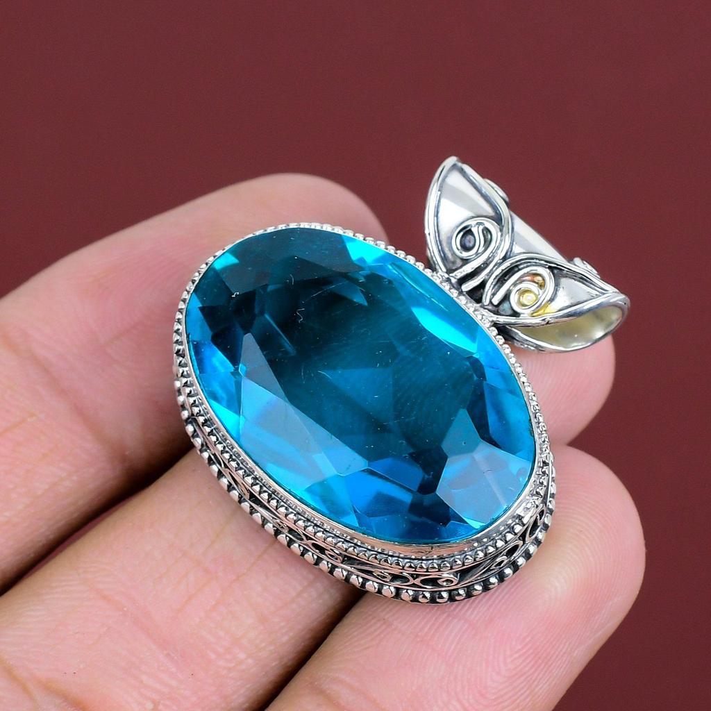 Faceted Indicolite Gemstone Pendant 925 Sterling Silver Pendant Handmade Vintage Pendant Indicolite Jewelry Engagement Gifts Elegant Pendant