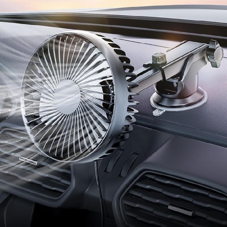 Car Dashboard Windscreen Mount Cooling Fan Suction Cup Fan 3 Speed Adjustment USB Air Circulator Fan 360 Degree Rotating