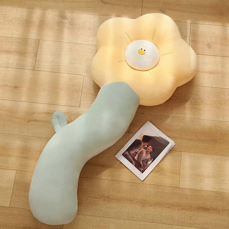 80/130CM Huge Colorful Flowers Duck Plush Pillow Plant Petal Cushion Stuffed Toys for Girls Baby Bed Decor Gift Sleeping Pillow