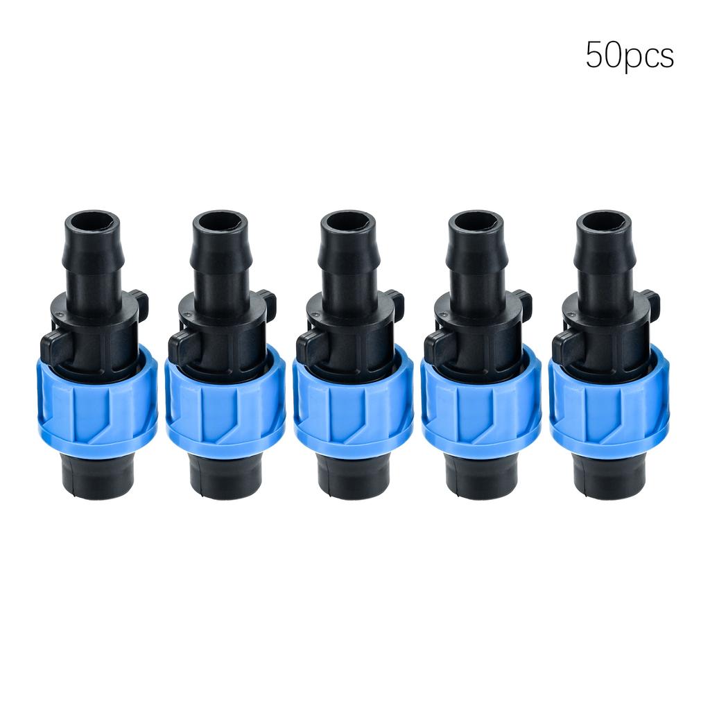 50Pcs Drip Irrigation Connector Tubing Coupling Barbed Locking Fitting Kit for 5/8" Drip Tape Sprinkler 1/2" Barb Irrigation