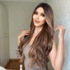 EASIHAIR Long Honey Brown Ombre Highlight Synthetic Wigs for Women Mixed Brown Wavy Natural Wigs Middle Part Cosplay Wigs Heat Resistant
