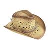 (One Size, Khaki) Men Women Beach Hat Breathable Western Style Cowgirl Straw Hat Stylish Wide Brim Sun Hat