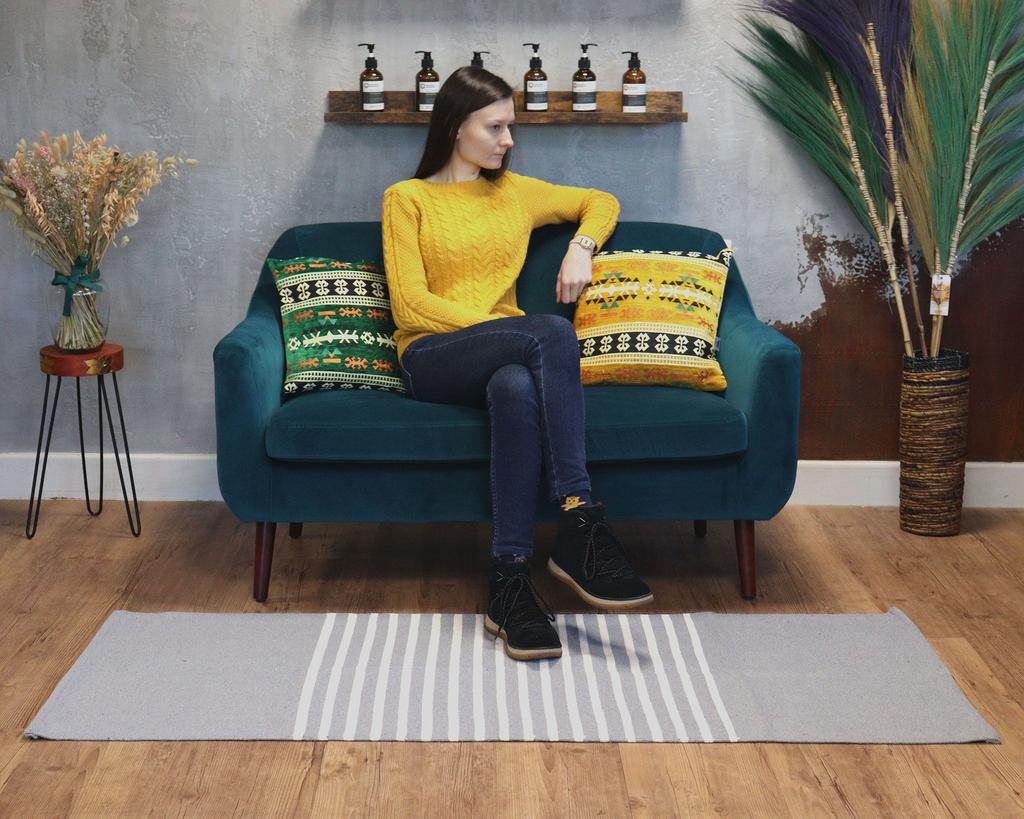 Matta Boho Grå Bomull 70x170 cm