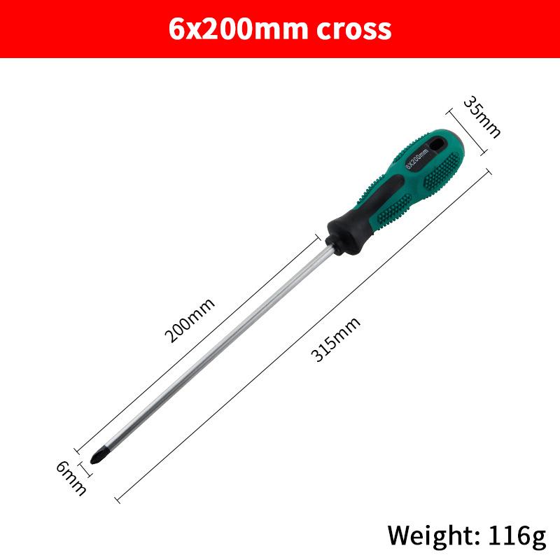 1 Piece Green Rubber Handle Magnetic Screwdriver Long Slotted Screwdriver Installation And Disassembly Repair Tool