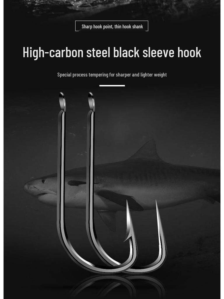 Tuna Mouth Hand-Tied Double Hook Leader for Carp and Small Fish with Black Sleeve